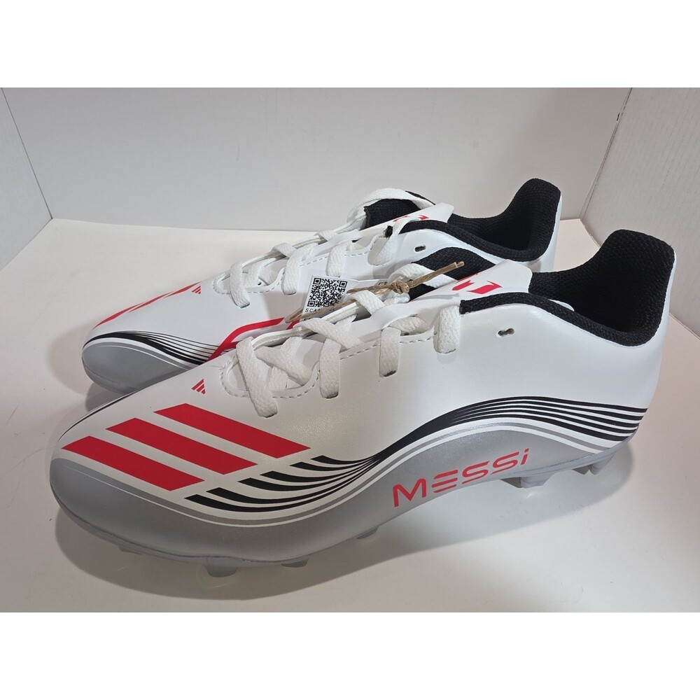 Adidas F50 Messi Club FG / MG Soccer Cleats Mens Size 5.5 White/Lucid Red/Silver